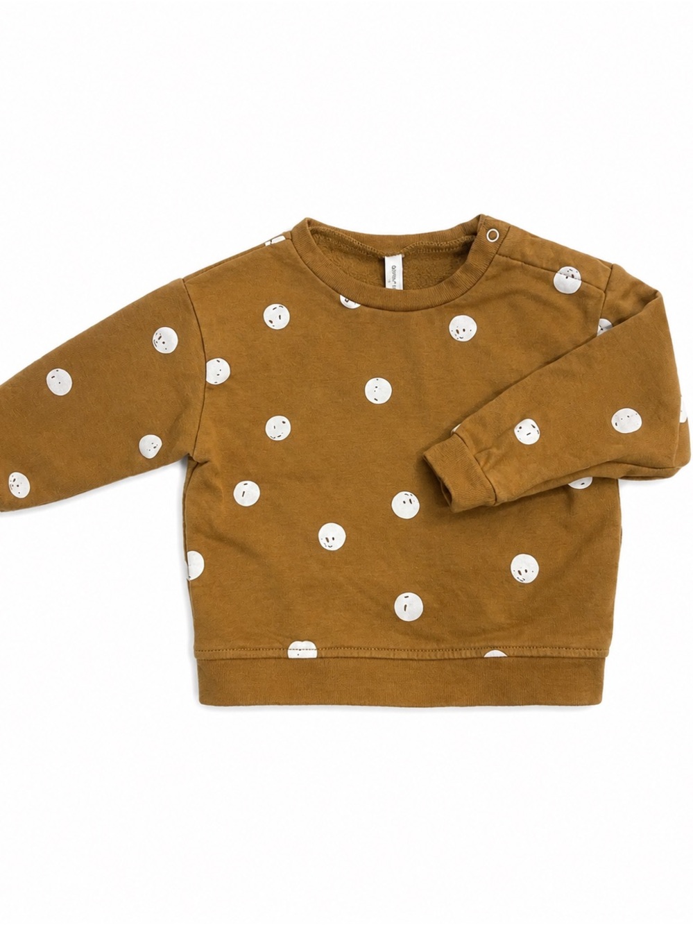 Quincy Mae Sweatshirt 12-18M Brown Polka Dot Organic Cotton EUC